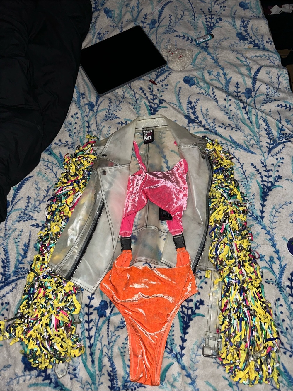 Hot Topic Pink and Orange Velvet Kids One-Piece Bodysuit